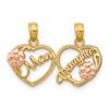 10K Two-Tone MOM - DAUGHTER 2-Piece Break-apart Hearts Pendant