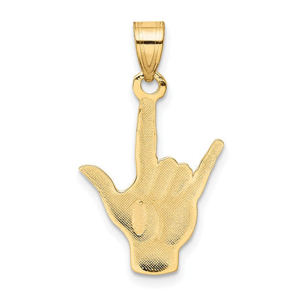 10k Polished I Love You Hand / Sign Language Charm
