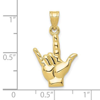 10k Polished I Love You Hand / Sign Language Charm