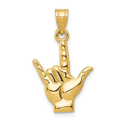 10k Polished I Love You Hand / Sign Language Charm
