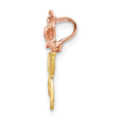 10K Two-tone Rose Flower Chain Slide