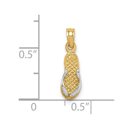 10k and White Rhodium Single Flip-Flop Pendant