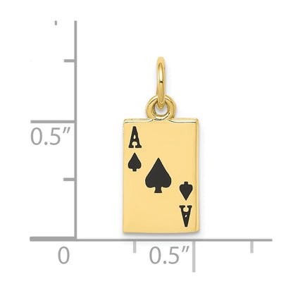 10k Black Enameled Ace of Spades Card Charm