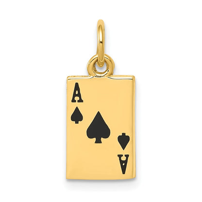 10k Black Enameled Ace of Spades Card Charm