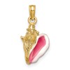 10k Pink and White Enameled 3-D Conch Shell Pendant