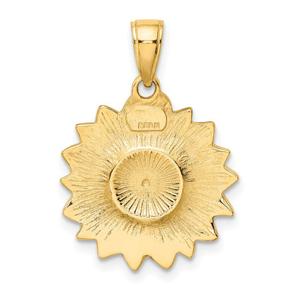 10k Yellow Enameled Sunflower Pendant