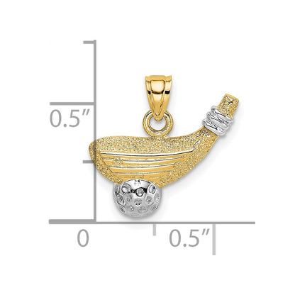 10k and White Rhodium Golf Club and Ball Charm