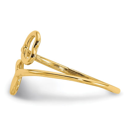 10K Double Heart Toe Ring