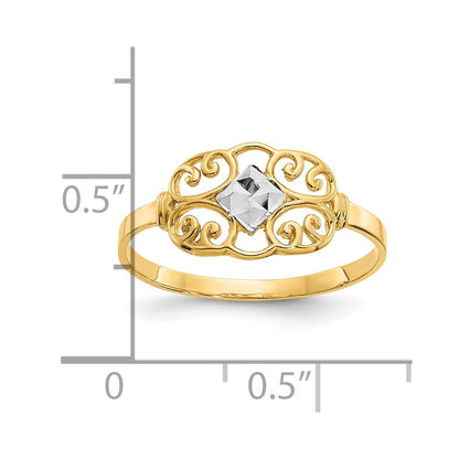 10K and White Rhodium Filigree Ring