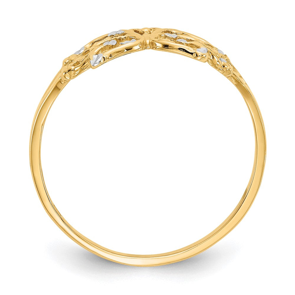 10k and White Rhodium Diamond-cut Butterfly Ring
