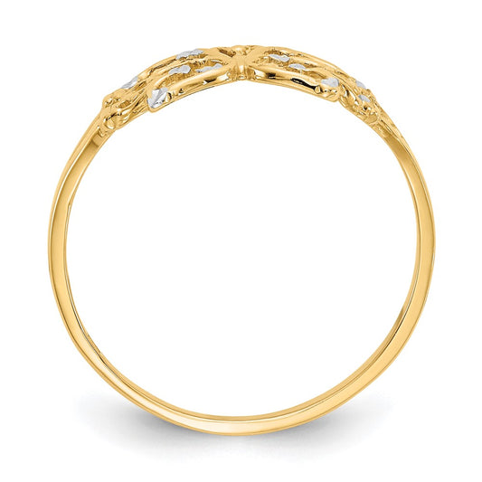 10k and White Rhodium Diamond-cut Butterfly Ring
