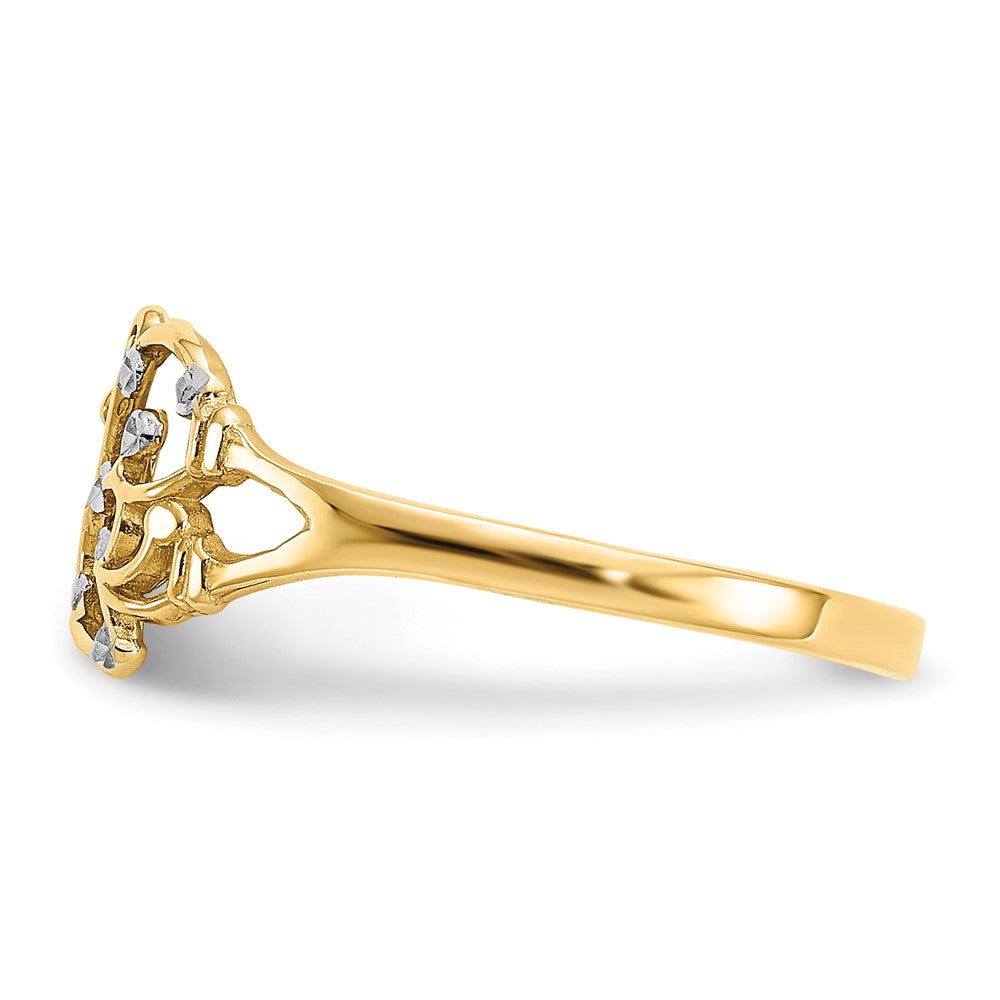 10k and White Rhodium Diamond-cut Butterfly Ring