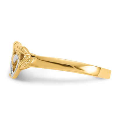 10K and White Rhodium Polished Double Heart Ring