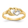 10K and White Rhodium Polished Double Heart Ring