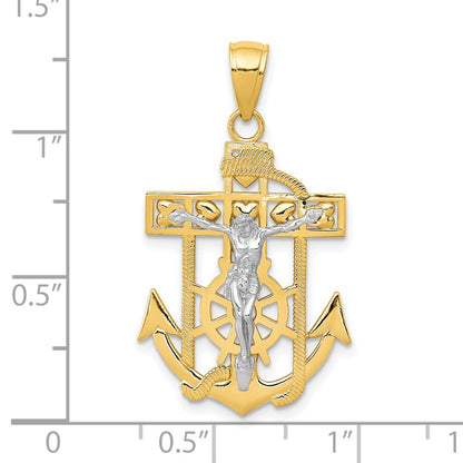 10k Two-tone Mariners Crucifix Pendant