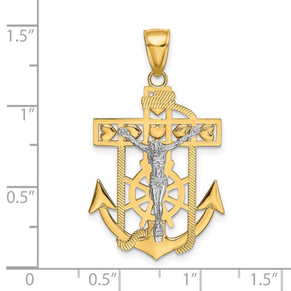 10k Two-tone Mariners Crucifix Pendant