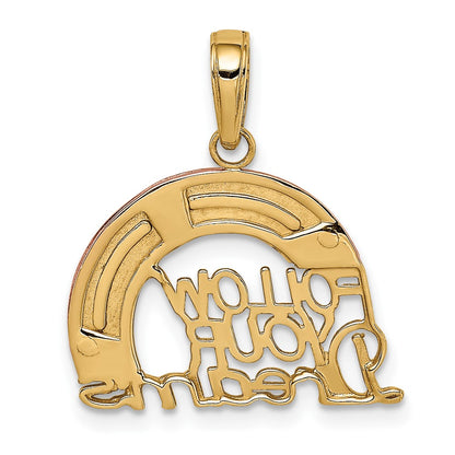 10k Two-tone and White Rhodium FOLLOW YOUR DREAMS Rainbow Pendant