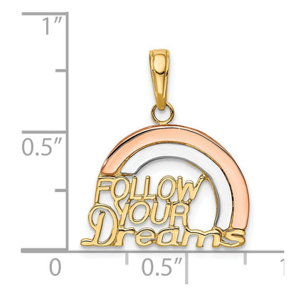 10k Two-tone and White Rhodium FOLLOW YOUR DREAMS Rainbow Pendant