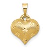 10K 11mm Polished and Satin Diamond-cut 3-D Puffed Heart Pendant