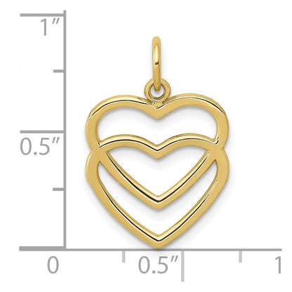 10K Polished Double Heart Pendant