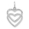 10K White Gold Polished Double Heart Pendant