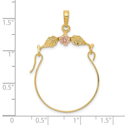 10k Two-tone Leaves with Flower Charm Holder