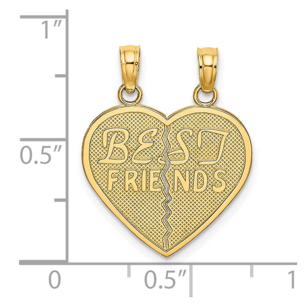 10K BEST FRIENDS 2-Piece Break-Apart Heart Pendant