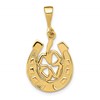 10k Good Luck Horseshoe and Clover Pendant