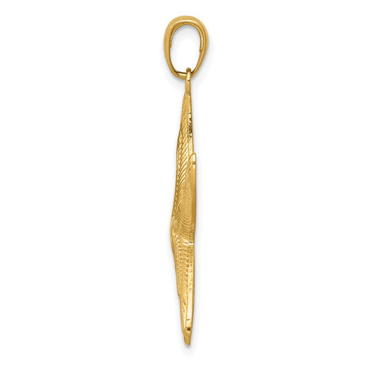 10K Large Diamond-cut Starfish Pendant