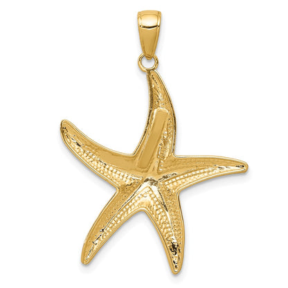 10K Large Diamond-cut Starfish Pendant