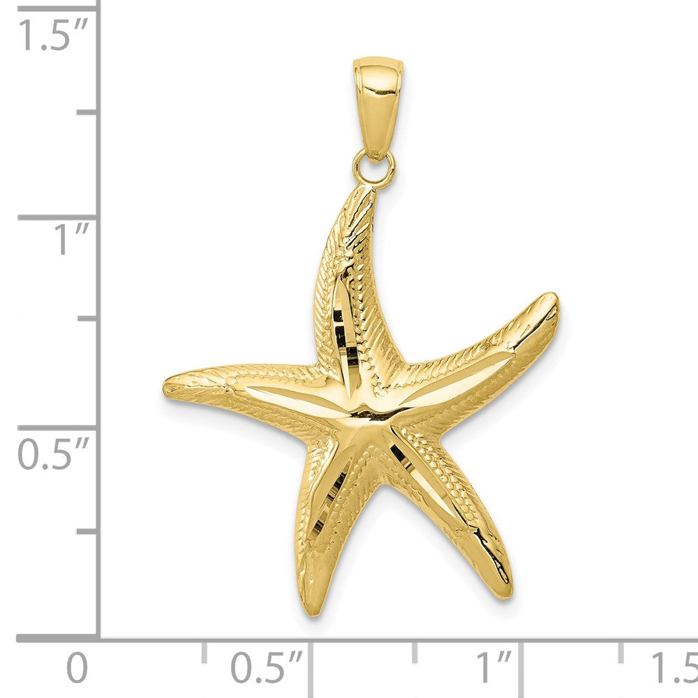 10K Large Diamond-cut Starfish Pendant
