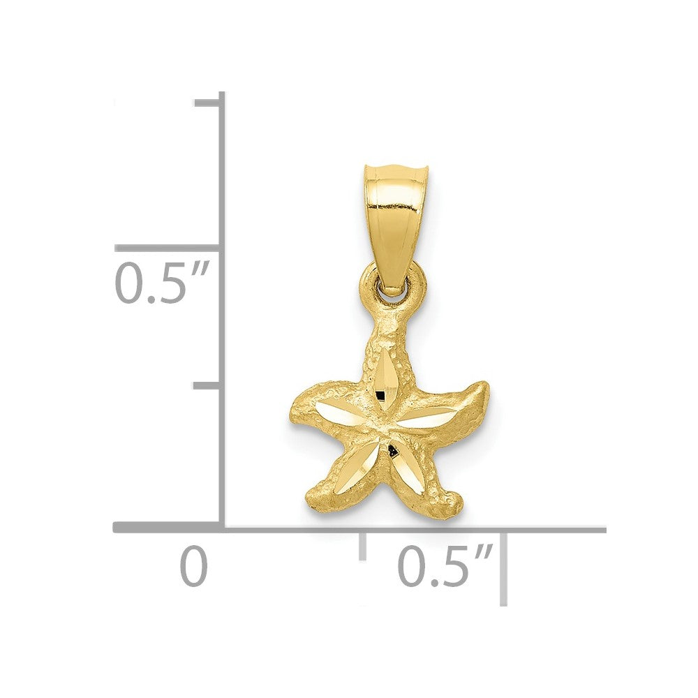 10K Diamond-cut Starfish Pendant