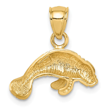 10K Satin Diamond-cut Manatee Pendant