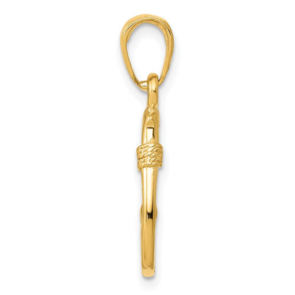 10K 3-D Fish Hook Pendant