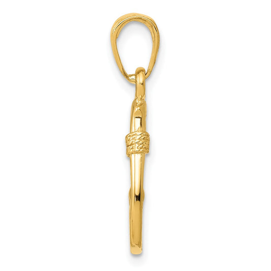 10K 3-D Fish Hook Pendant