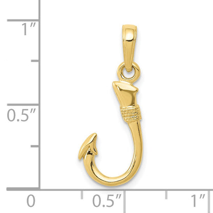 10K 3-D Fish Hook Pendant