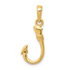 10K 3-D Fish Hook Pendant