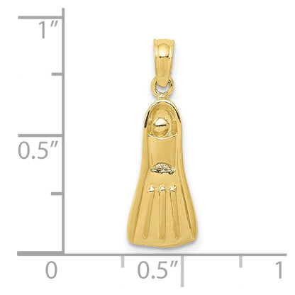 10K 3-D Scuba Flipper Pendant