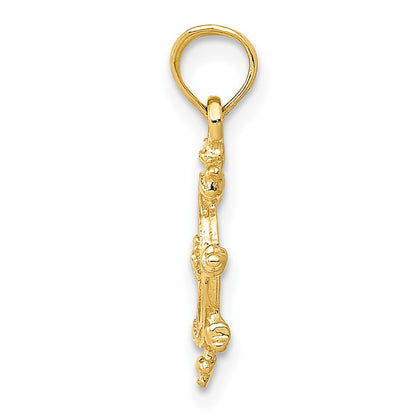 10K Ships Wheel Pendant