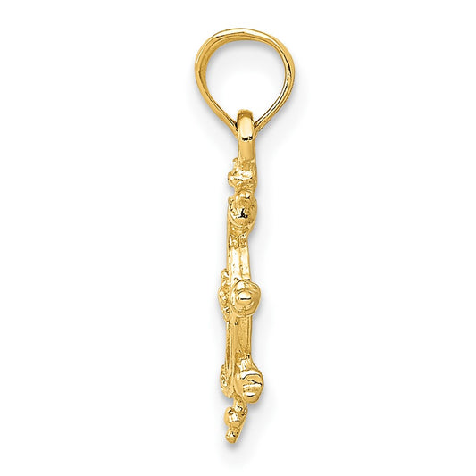 10K Ships Wheel Pendant