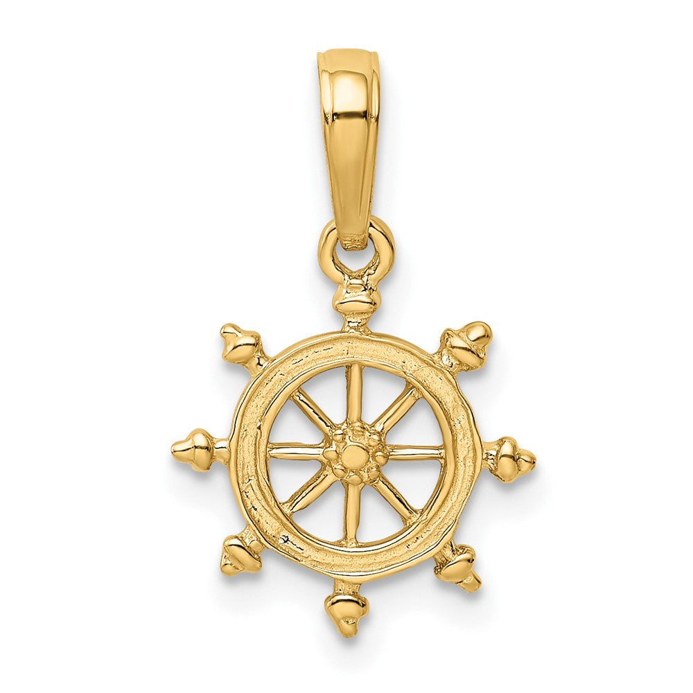 10K Ships Wheel Pendant