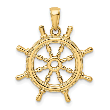 10K 3-D Ships Wheel Pendant