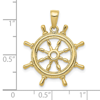 10K 3-D Ships Wheel Pendant