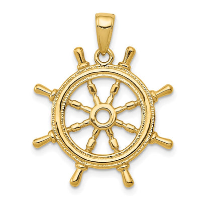 10K 3-D Ships Wheel Pendant