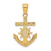 10k Mariners Cross / Anchor with Ships Wheel Pendant