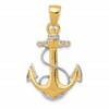10k and White Rhodium Anchor with Rope Pendant
