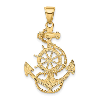 10k Large Anchor with Ships Wheel and Rope Pendant