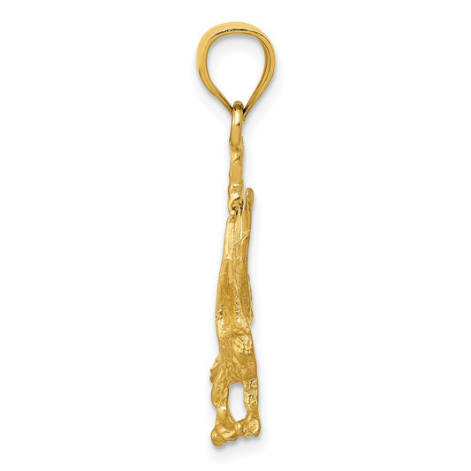10K Satin Diamond-cut Eagle Pendant