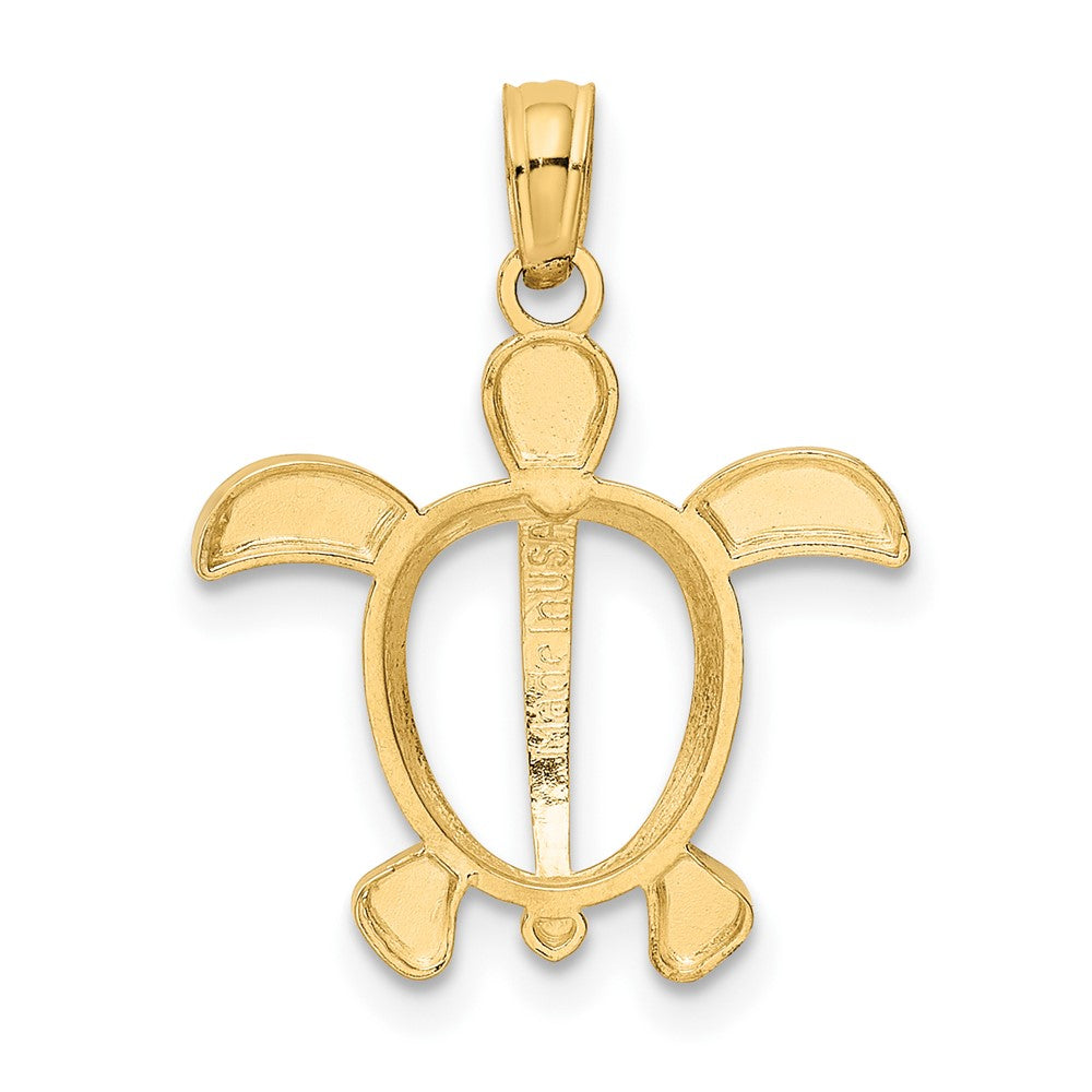 10K and White Rhodium Turtle Pendant