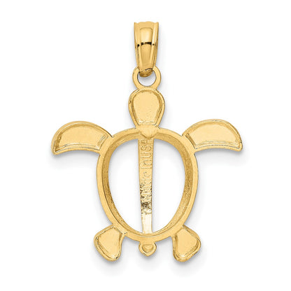 10K and White Rhodium Turtle Pendant